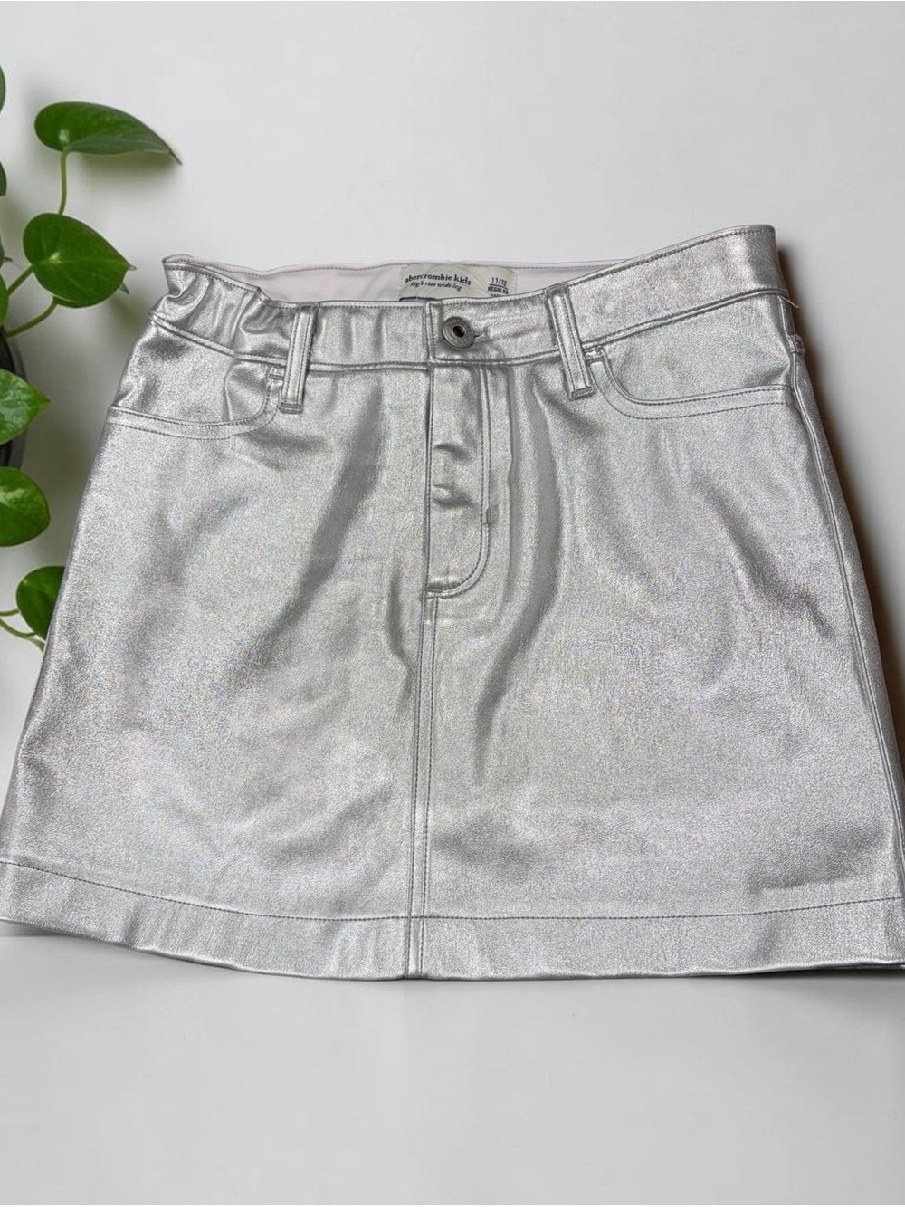 abercrombie kids Silver Metallic Mini Skirt With Built In Shorts Size 11/12